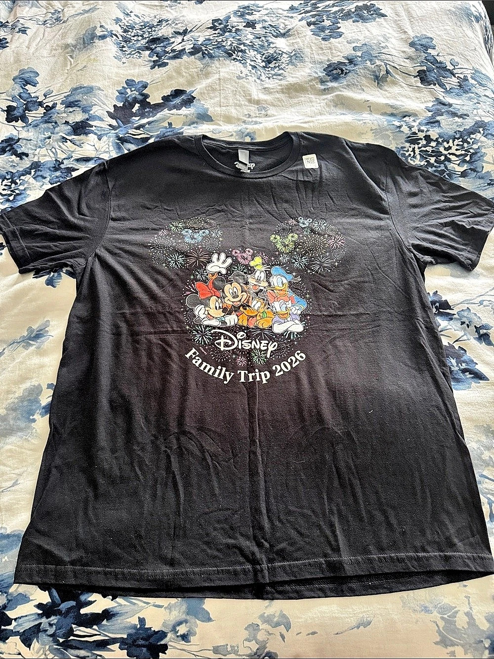 Disney Family Trip 2026 Graphic Tee in Black Like New